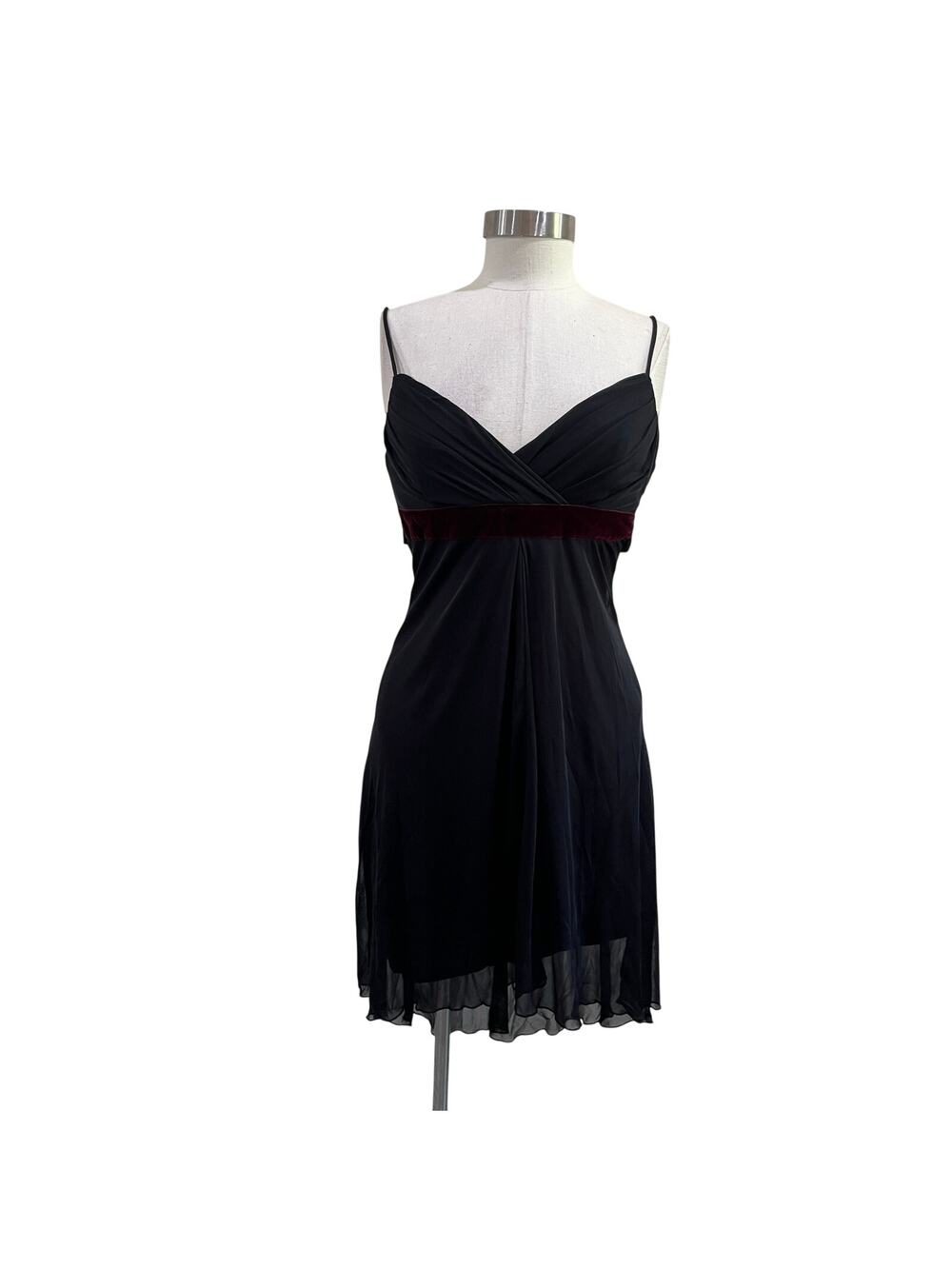 Vintage Y2K City Triangles Black Chiffon Velvet Trim Homecoming Party Dress Sz M